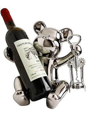 创意红酒架摆件轻奢感暴力熊酒托杯架酒柜客厅家居装饰