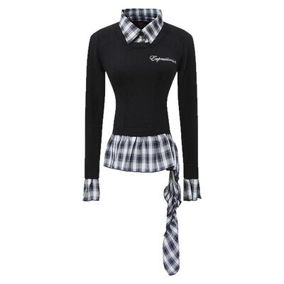 拥抱自己不规则短款毛衣女