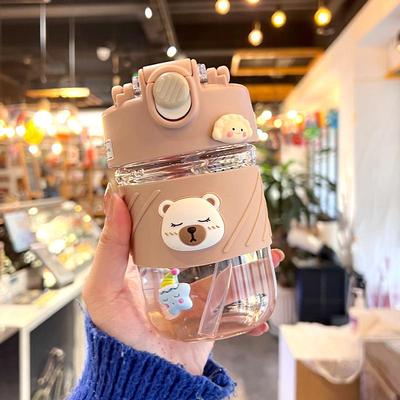 玻璃杯水杯女生高颜值可爱双饮杯便携式耐高温带吸管杯子新款2025