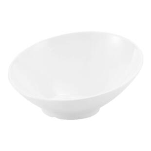 密胺斜口碗仿瓷白色不规则异形大号沙拉碗火锅店蔬菜碗调料碗商用