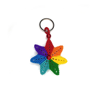 编绳七色花钥匙扣挂件手工编织DIY饰品材料赠送教程成品赠送礼物