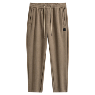 【加绒】与狼共舞休闲裤男2025冬季款松紧腰灯芯绒保暖锥形九分裤