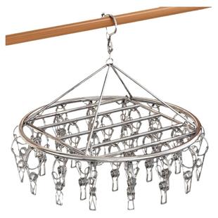 阳台晒袜子神器圆形多夹子晾衣架不锈钢多功能家用婴儿防风袜子架