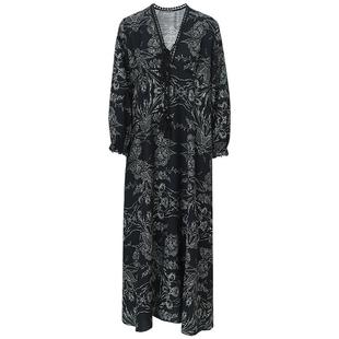 预售COCOBELLA棉麻风连衣裙蕾丝拼接衬衫裙植物印花长裙FR3093