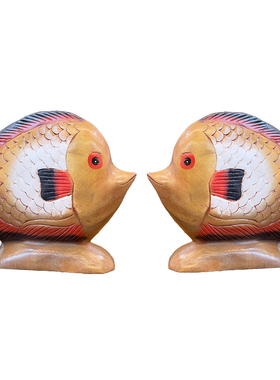 泰国红尾招财鱼木头摆件