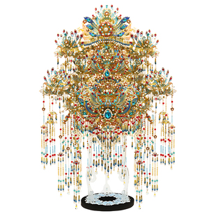 钢达粉黛凤冠十里红妆金属拼装模型手工diy立体3D积木拼图花轿女