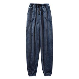 特厚男士冬季法兰绒睡裤加厚暖暖裤大码宽松小脚收口珊瑚绒家居裤