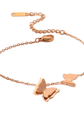 钛钢钛钢o型链女式蝴蝶项链