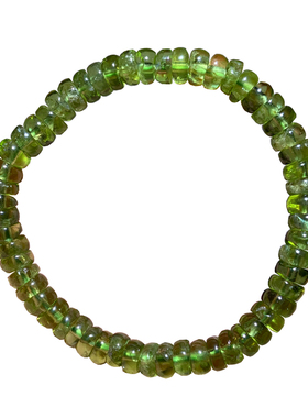 天然橄榄石盘珠随形手链翠绿色女