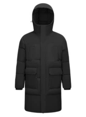 森马防泼水外套长款连帽羽绒服男