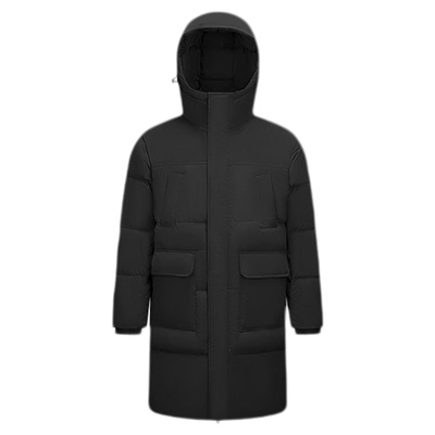 森马防泼水外套长款连帽羽绒服男