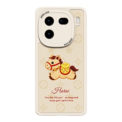 新年印花小马适用IQOO12手机壳vivoiqoo12Pro新款vivo小羊皮硅胶iq0012保护套红色2026马年男女全包防摔外壳