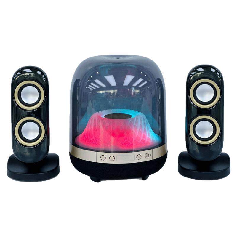 新品水晶4代透明琉璃蓝牙音箱RGB炫彩氛围灯桌面电脑立体声低音炮