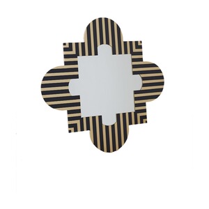 嘻物所复古装饰镜铁艺条纹现代挂镜设计中古风格简约艺术客厅摆件