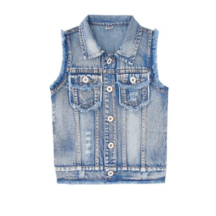 女童牛仔马甲儿童背心春秋春季薄款外套外穿女洋气马夹女大童坎肩