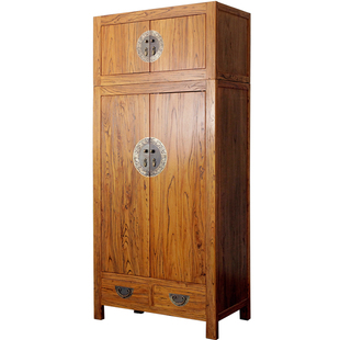 古榆情怀老榆木实木顶箱柜组合新中式古典储物柜多空间简约大衣柜