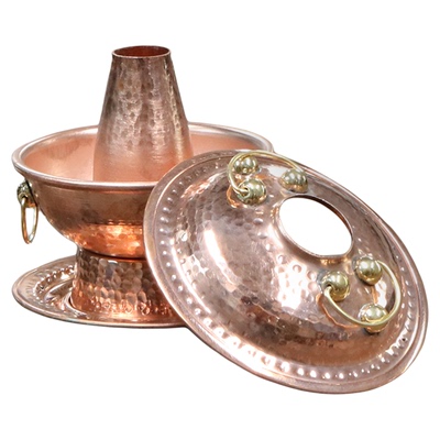 手工纯紫铜迷你铜火锅工艺品摆件创意装饰品掌上火锅客厅摆件礼品