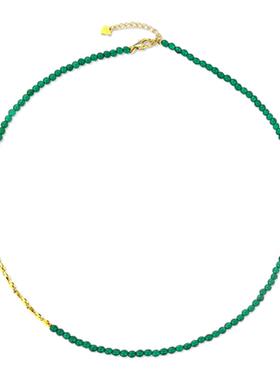 NOVES天然绿玛瑙宝石串珠项链女
