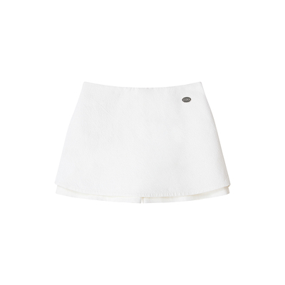 Uena白色褶皱肌理感半身裙裤