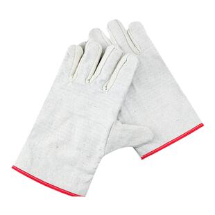 帆布手套24道线双层全衬劳保耐磨工作男工业机械加厚防烫电焊手套