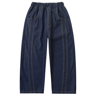 男童裤子春秋2026新款儿童百搭弯刀牛仔裤中大童帅气休闲直筒长裤