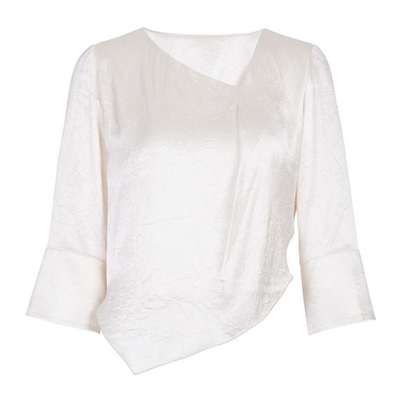 婉甸2025夏季新品珍珠白套头上衣圆领雪纺衫1242H20RS3