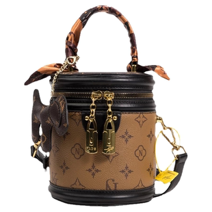 Clean Knоck圆筒包包女2026新款圆柱形手提水桶包老花单肩斜挎包