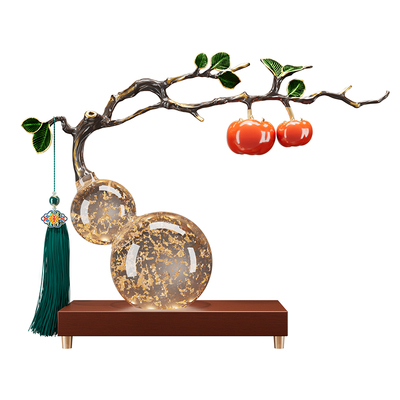 柿柿如意葫芦摆件新中式客厅玄关电视柜办公室装饰品乔迁新居礼物