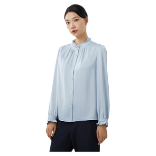 TRIBECA翠贝卡秋季新款商场同款花边立领女长袖衬衫