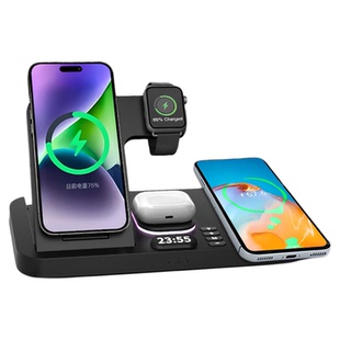 妙酷双手机四/三合一无线充电器双15W磁吸快充手机magsafe支架底座适用于苹果17ProMax手表applewatch充电座