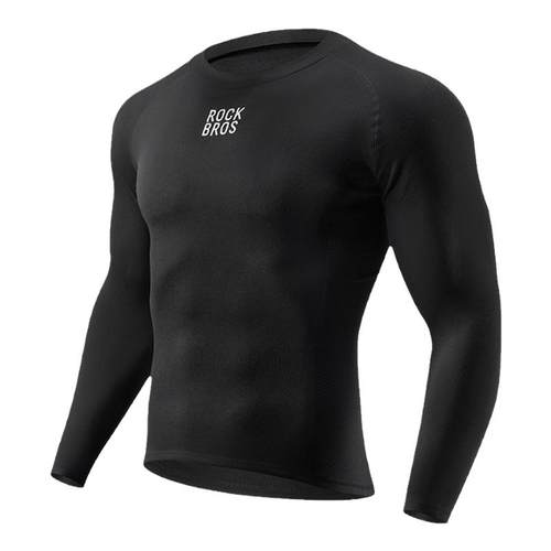 洛克兄弟秋冬保暖排汗衫长袖男山地公路自行车抓绒骑行服内搭上衣