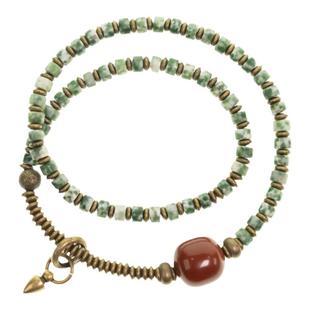 曲尾花复古民族风小珠子双圈手链 原创个性百搭款男女生饰品手串