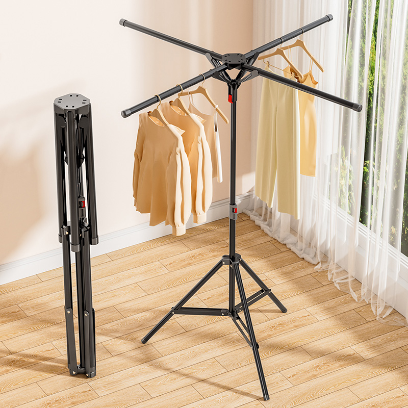 折叠晾衣架落地式阳台家用小型伸缩晾衣杆室内外晒衣服被子挂衣架