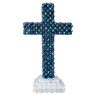 丁丁粒水晶十字架桌面摆设手工串珠立体造型成品家居饰品装饰摆件