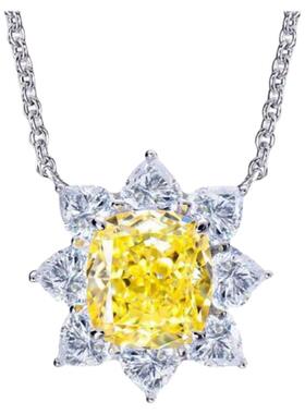 2克拉花朵围镶黄钻项链