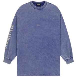 WE11DONE中性男女同款哥特风logo印花标志水洗长袖T恤