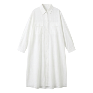 法式慵懒海岛长款防晒衬衫女夏季海边衬衣外套白色开衫亚麻上衣薄