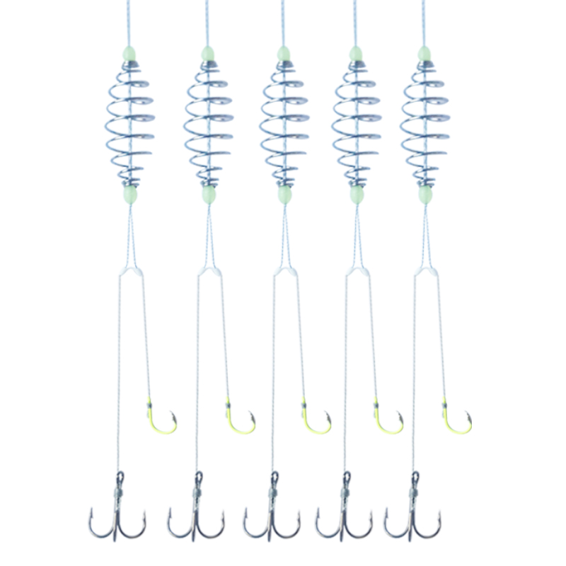 新型手竿鲢鳙钓组专用三本钩浮钓花白鲢鱼钩弹簧绑好子线双钩线组