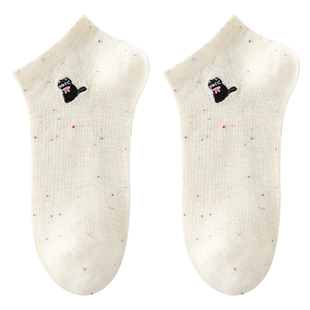 caramella袜子女2026新款船袜春夏棉袜女袜抗菌浅口网眼女士短袜