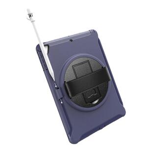 适用iPad9.7旋转PC支架硅胶平板套iPad56789带插笔真皮手带防摔壳