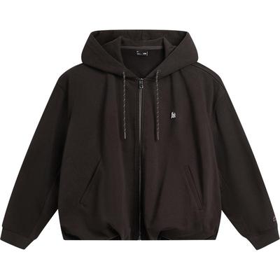 李宁女子刺绣开衫连帽外套