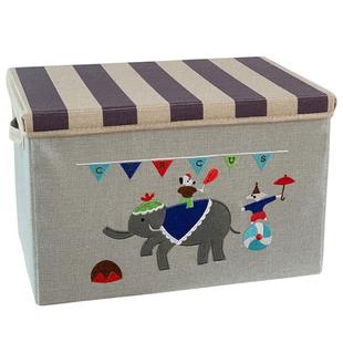 环保可水洗幼儿园收纳箱带盖布艺可折叠桌面收纳盒衣服玩具储物箱