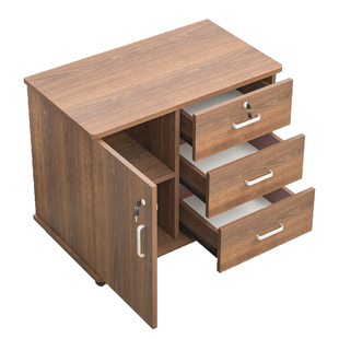 移动文件柜矮柜办公室桌下储物柜多层抽屉柜实木生态板带锁收纳柜