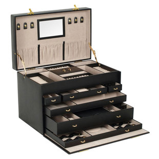 英国WOLF Heritage系列加大首饰盒项链戒指耳环首饰腕表收纳带锁