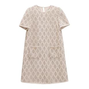 芭依璐连衣裙2026春装新款时尚显瘦洋气显瘦口袋设计短袖长裙子女