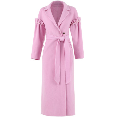 钉珠中长款双面大衣羊绒修身2025