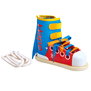 Hape学系鞋带早教鞋幼儿园穿绳教具木制男孩女孩儿童宝宝益智玩具