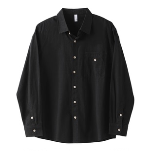 LUUD 轻奢痞帅单贴袋长袖衬衫男不规则横条肌理100%纯棉衬衣外套