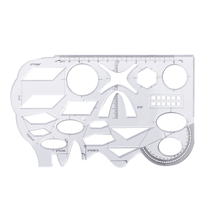 多功能尺子几何函数绘图尺学生专用软尺套装尺图形工具初高中数学小学生画图模板高考万能尺直尺文具学习用品