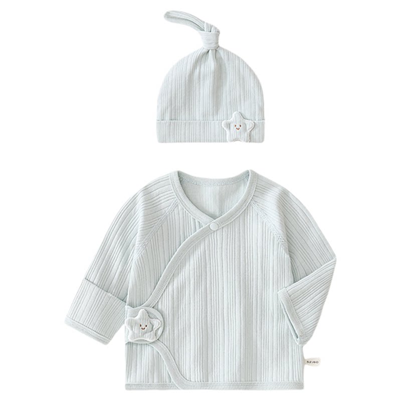 丹麦MARMAR KIDS新生婴儿半背纯棉纯色春秋送胎帽子和尚服上衣